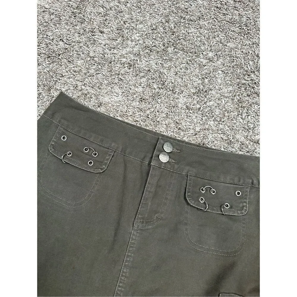 vintage y2k mudd mini mirco cargo skirt army green utility 5 grunge ring details